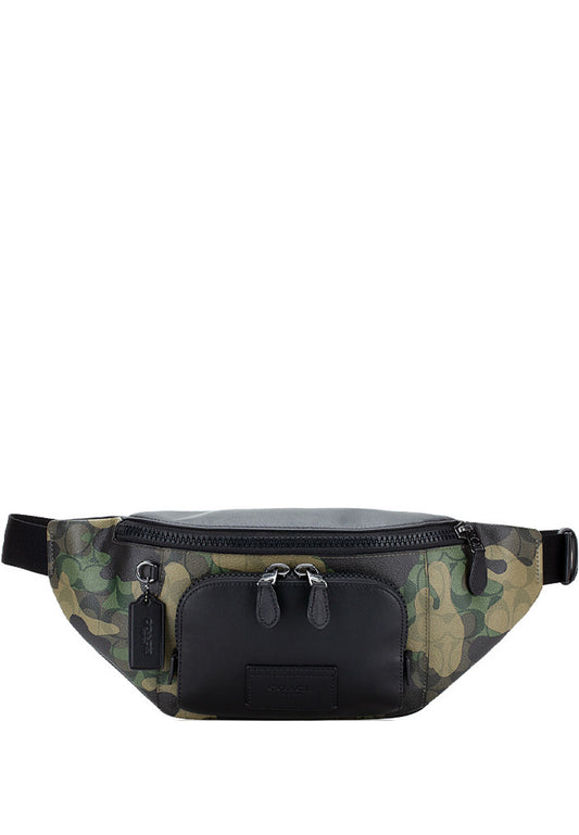 Coach Mens Track Belt Bag In Signature Canvas With Camo Print - Green