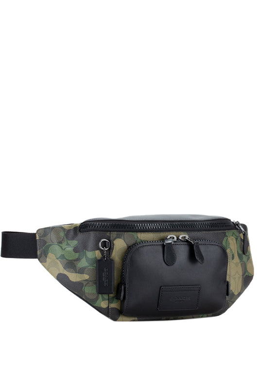 Coach Mens Track Belt Bag In Signature Canvas With Camo Print - Green