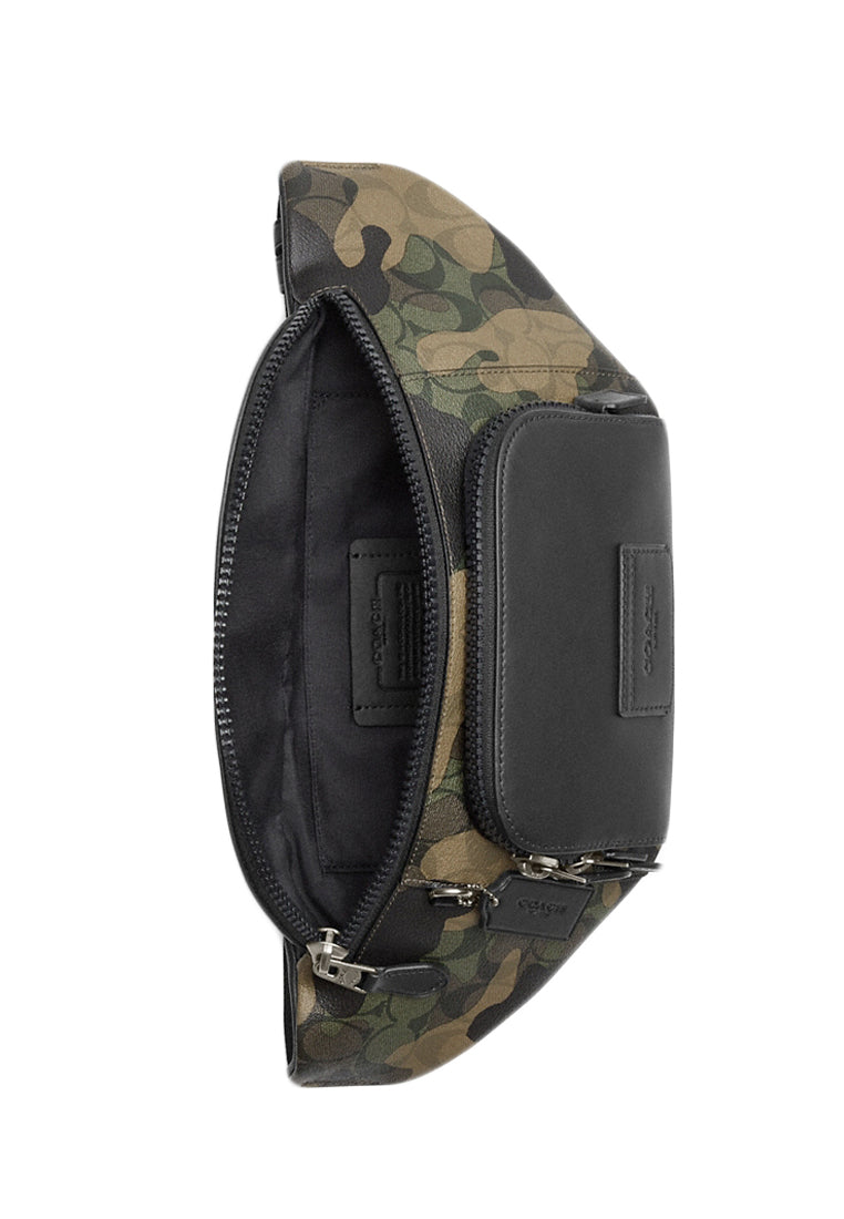 Coach Mens Track Belt Bag In Signature Canvas With Camo Print - Green