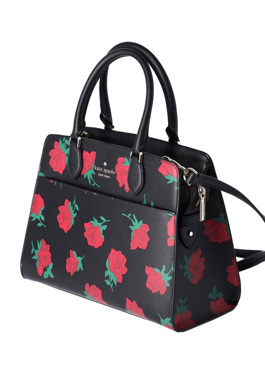 Kate Spade Madison Rose Toss Printed Medium Satchel - Black