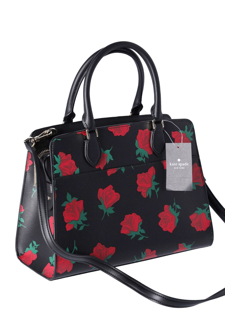 Kate Spade Madison Rose Toss Printed Medium Satchel - Black