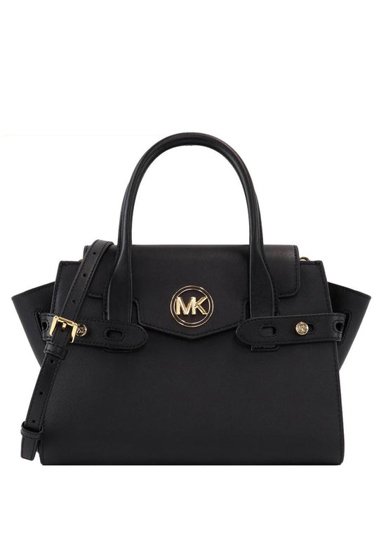 Michael Kors Carmen Medium Faux Leather Belted Satchel - Black