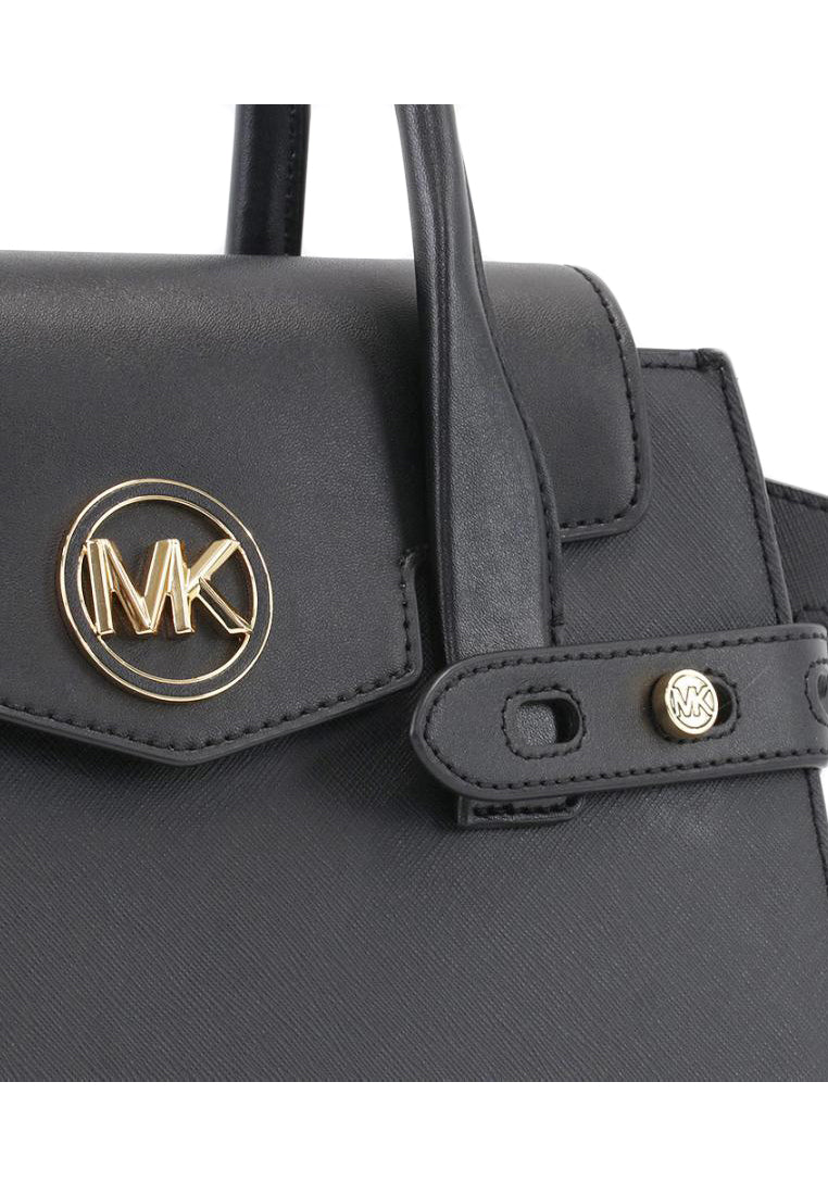 Michael Kors Carmen Medium Faux Leather Belted Satchel - Black