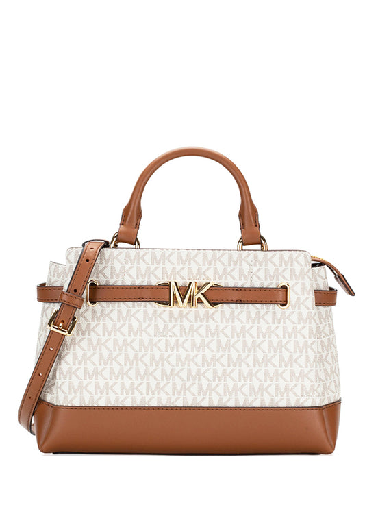 Michael Kors Reed Small Belted Logo Satchel - Vanilla/Brown