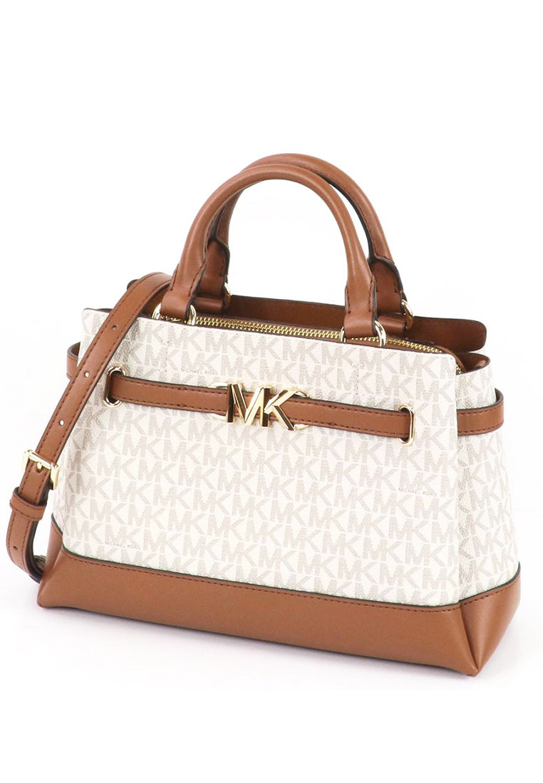 Michael Kors Reed Small Belted Logo Satchel - Vanilla/Brown