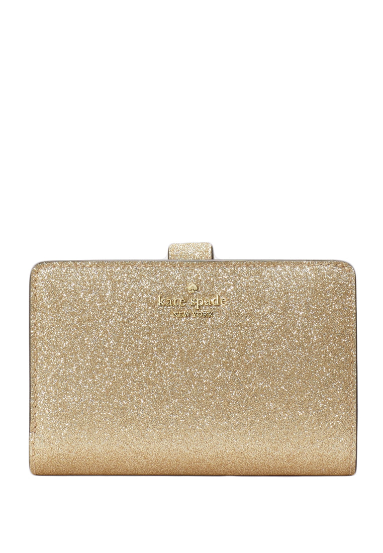 Kate Spade Glimmer Glitter Medium Compact Bifold Wallet - Gold