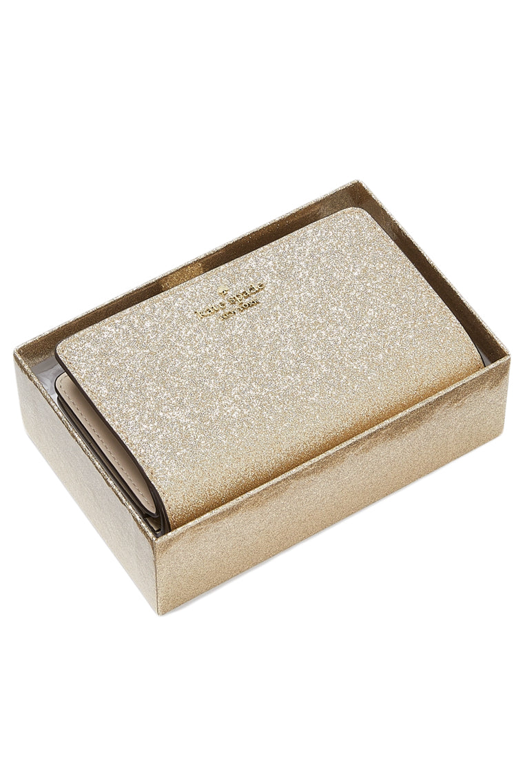 Kate Spade Glimmer Glitter Medium Compact Bifold Wallet - Gold