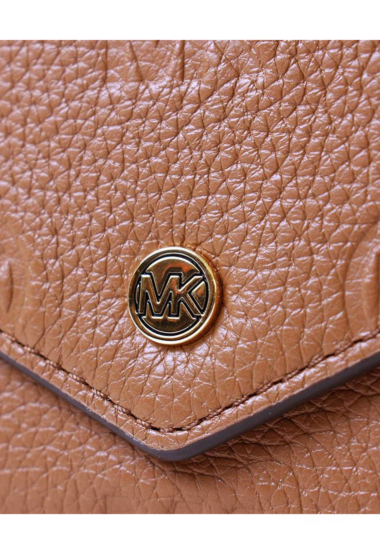 Michael Kors Jet Set Travel Large Logo Embossed Leather Envelope Continental Wallet - Brown