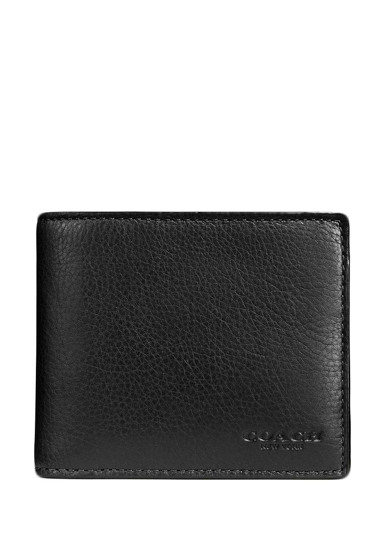 Coach Boxed Compact Id Wallet With Trigger Snap Key Fob - Black