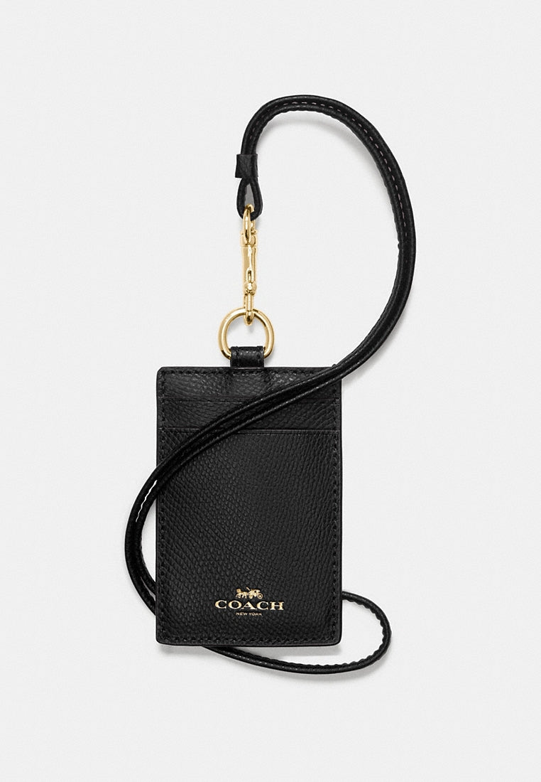 Coach ID Lanyard In Crossgrain Leather - Black