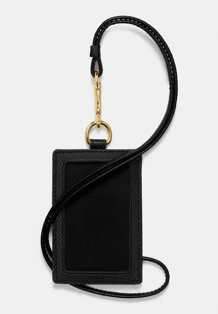 Coach ID Lanyard In Crossgrain Leather - Black