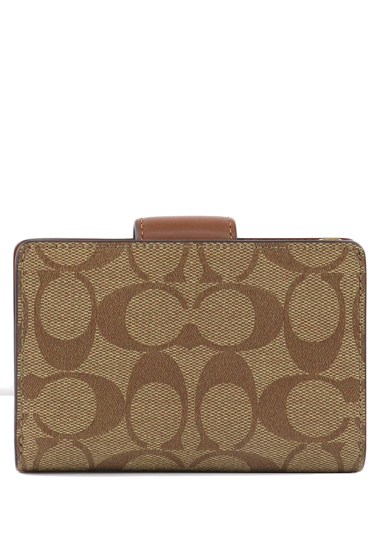 Coach Medium Corner Zip Wallet In Signature Canvas - Brown