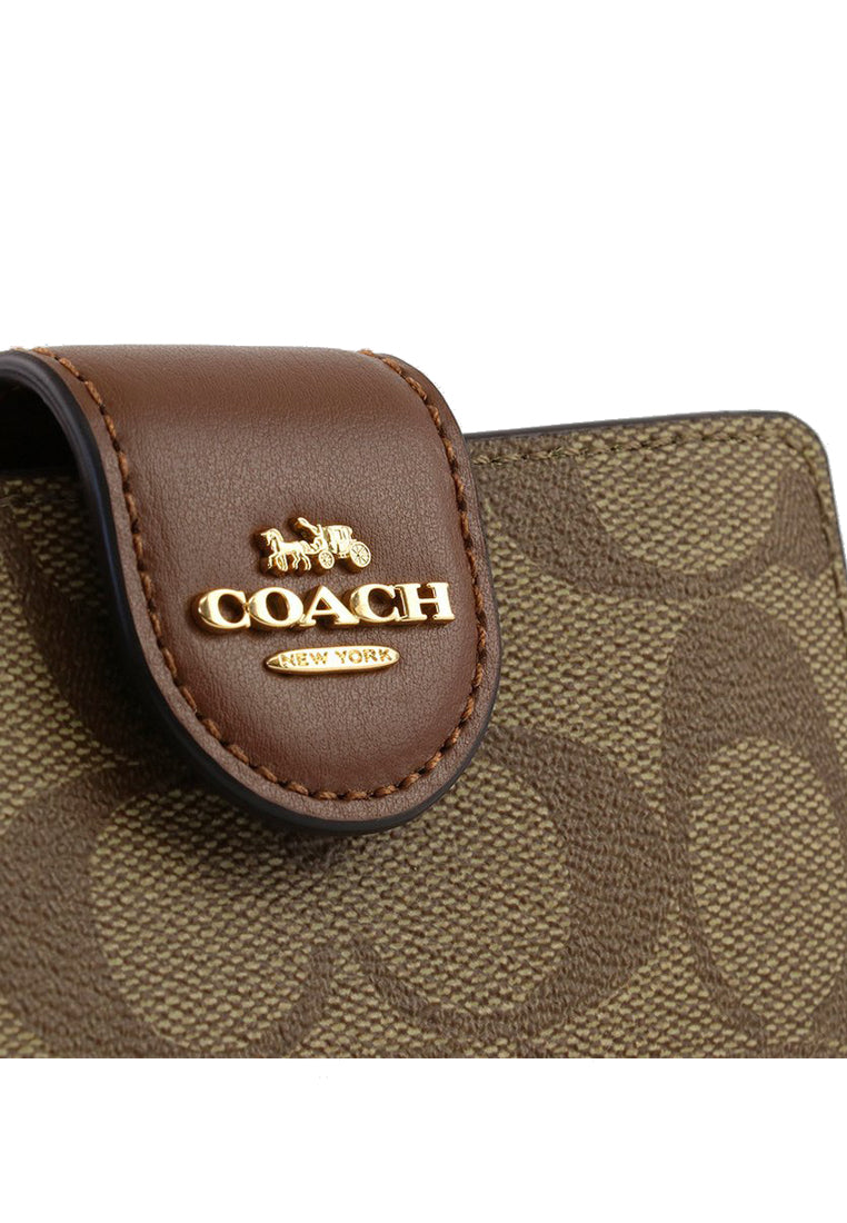 Coach Medium Corner Zip Wallet In Signature Canvas - Brown