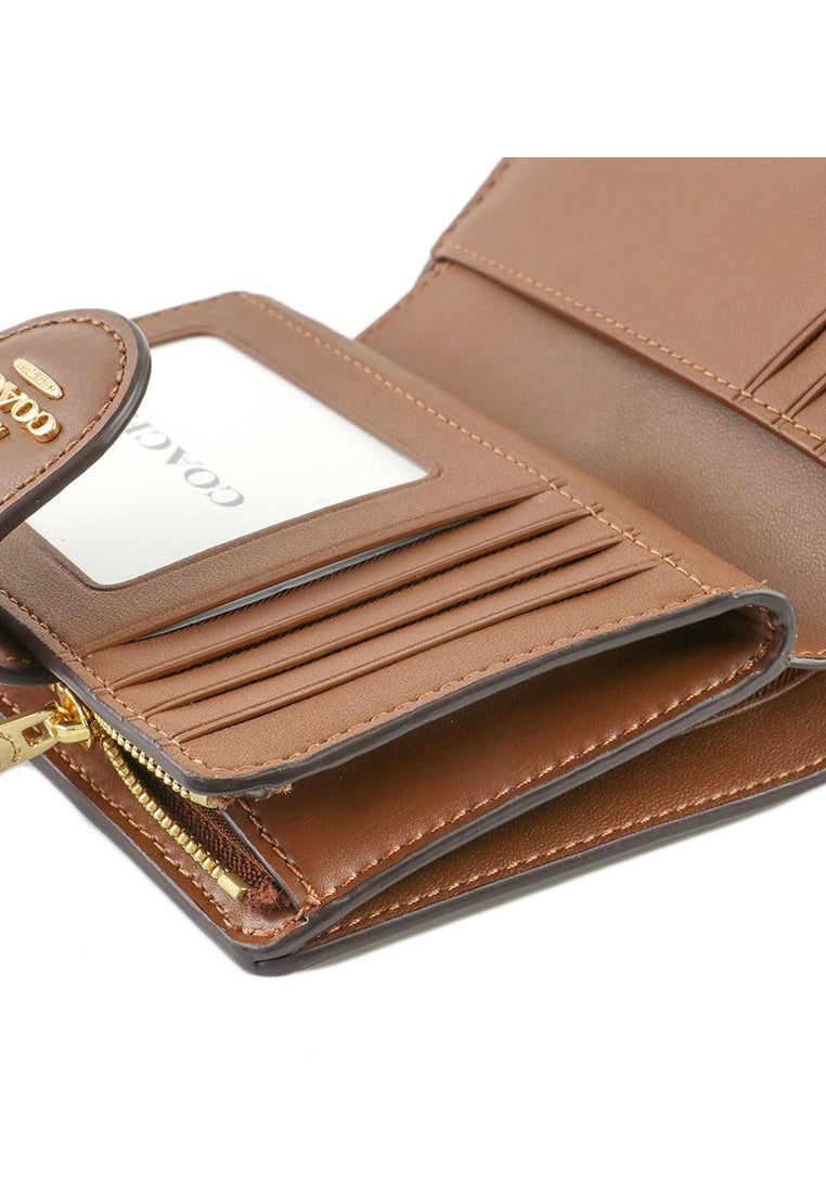 Coach Medium Corner Zip Wallet In Signature Canvas - Brown