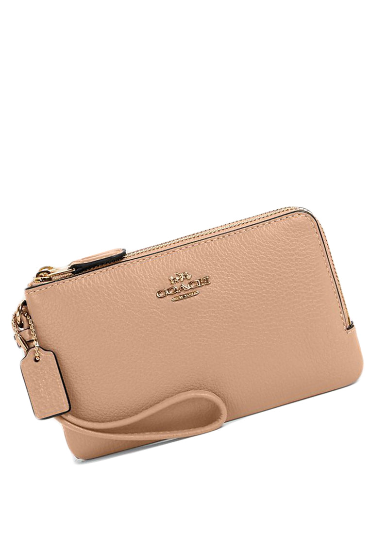 Coach Double Corner Zip Wristlet - Beige