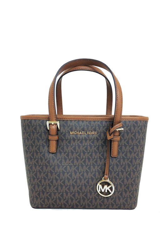 Michael Kors Jet Set Travel Extra-Small Logo Top Zip Tote Bag - Brown