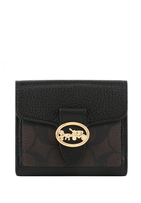 Coach Georgie Small Wallet In Signature Canvas - Dark Brown