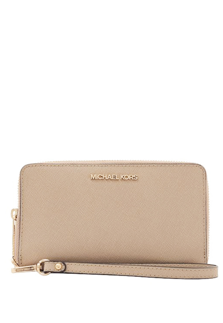 Michael Kors Jet Set Travel Medium Zip Around Phone Wallet - Buff