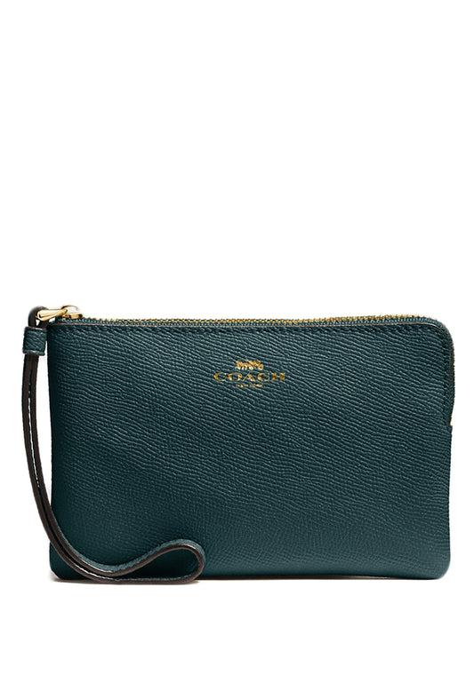 Coach Boxed Corner Zip Wristlet - Dark Forest Green