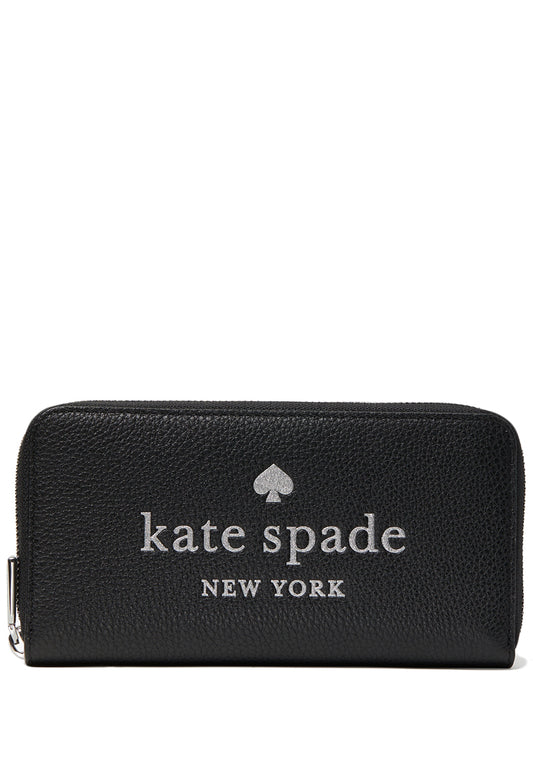 Kate Spade Glitter Embossed Leather Wallet - Black