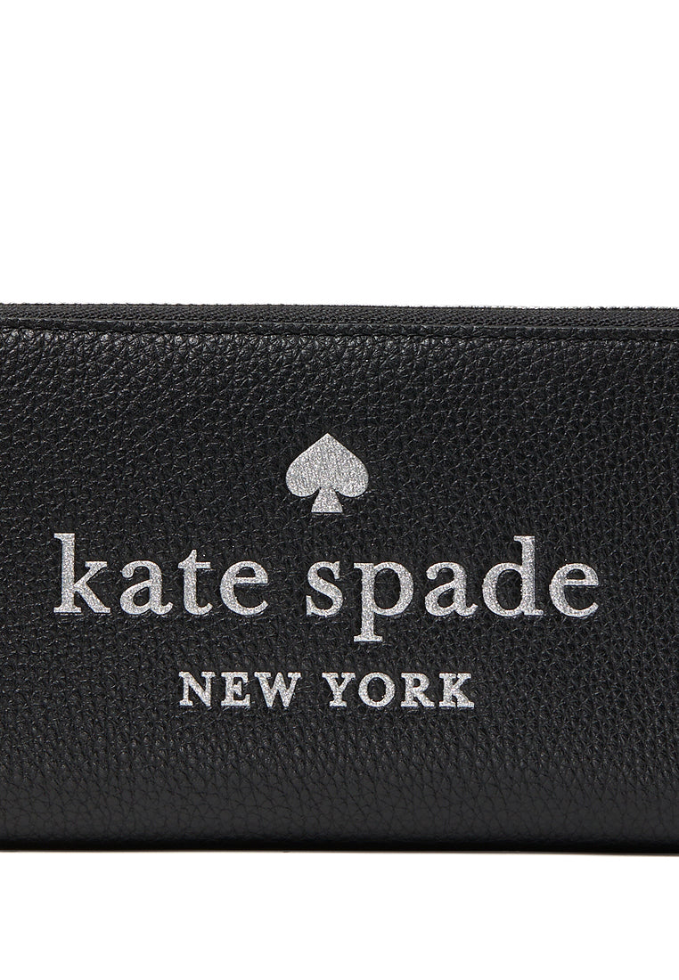 Kate Spade Glitter Embossed Leather Wallet - Black