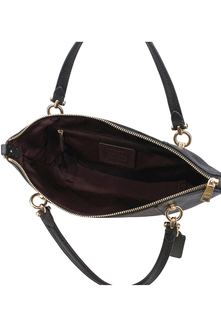 Coach Kacey Satchel In Blocked Signature Canvas - Dark Brown