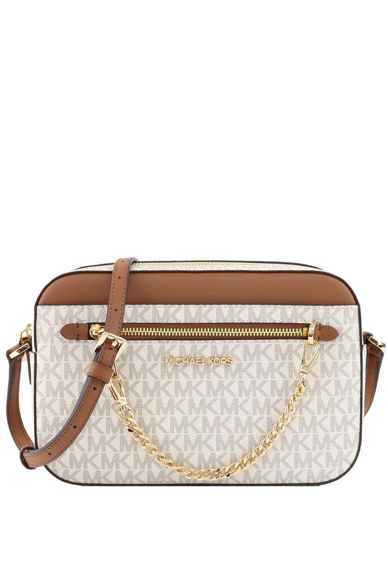 Michael Kors Jet Set Item Signature Large Chain Crossbody Bag - Vanilla