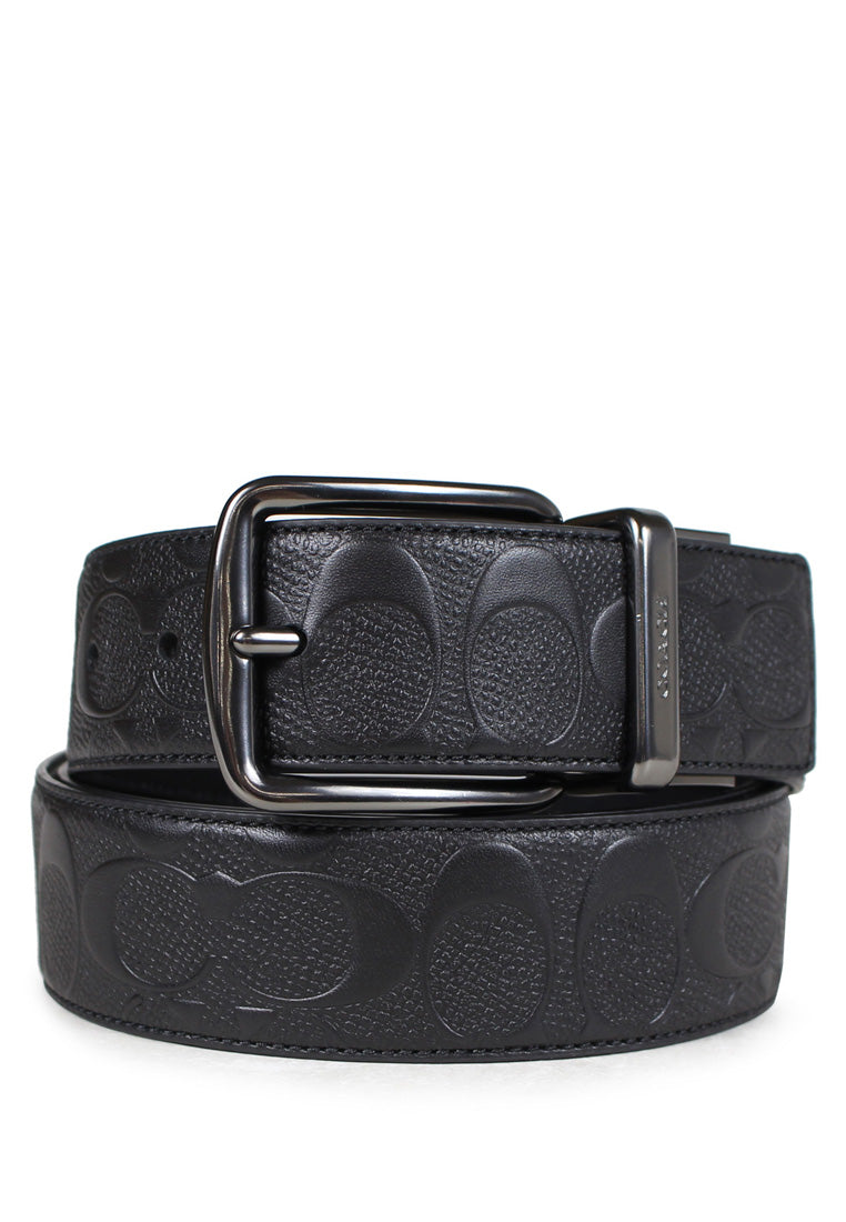 Coach Mens Wide Harness Cut-To-Size Reversible Signature Leather Belt 38MM - Black