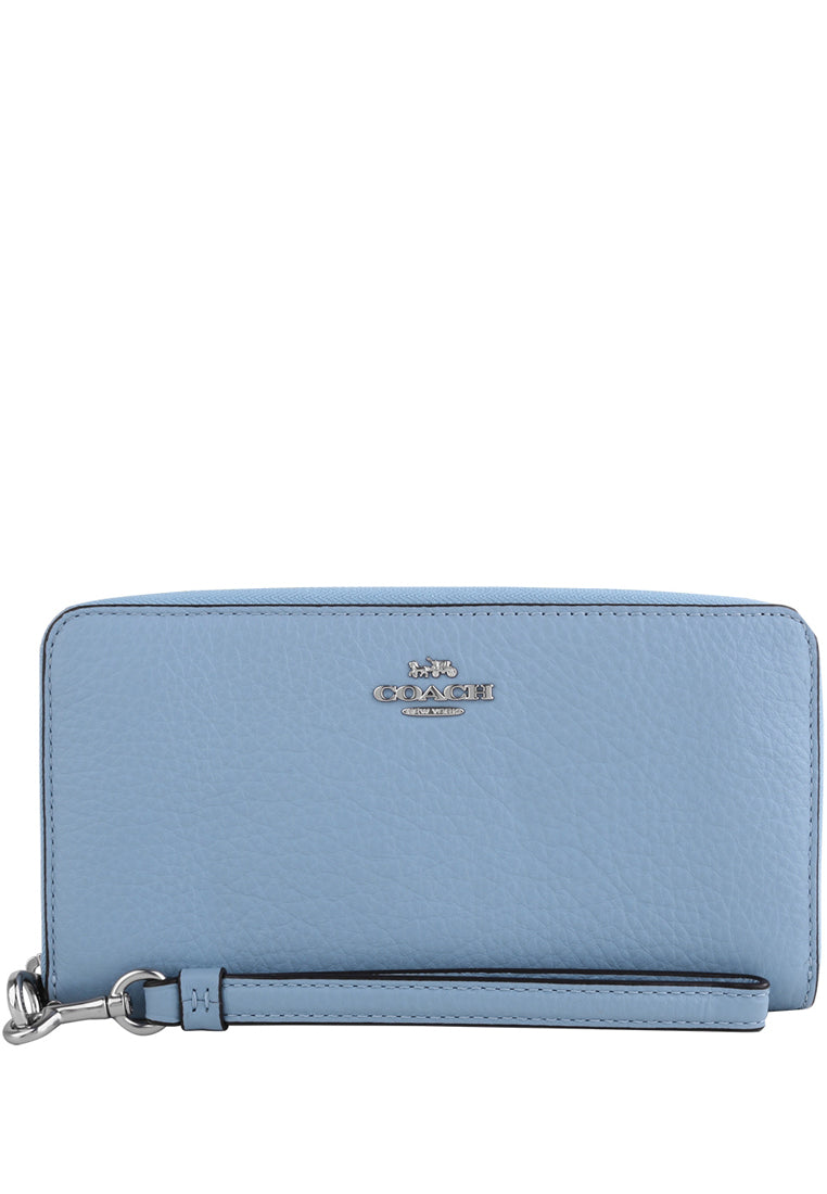 Coach Long Zip Around Wallet - Marble Blue