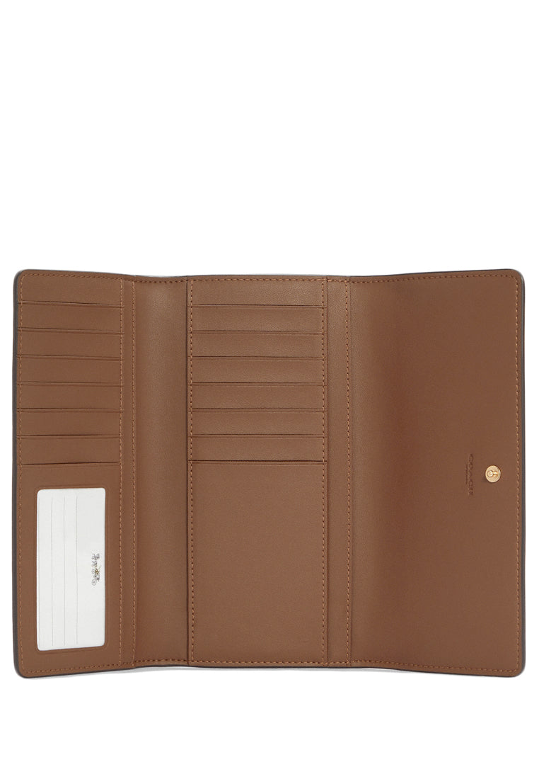 Coach Slim Trifold Wallet In Signature Canvas - Brown