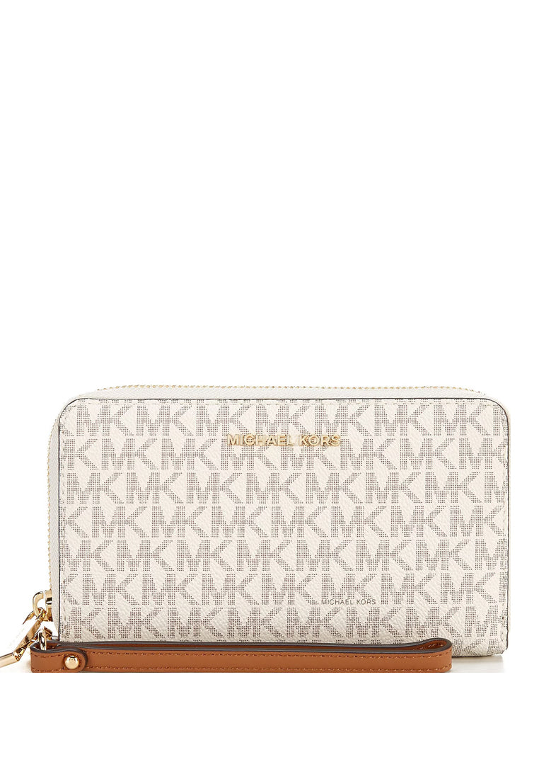 Michael Kors Jet Set Travel Large Flat Signature Phone Wallet -  Vanilla/Brown