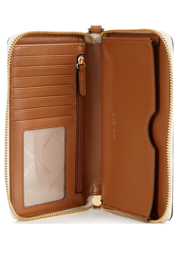 Michael Kors Jet Set Travel Large Flat Signature Phone Wallet -  Vanilla/Brown