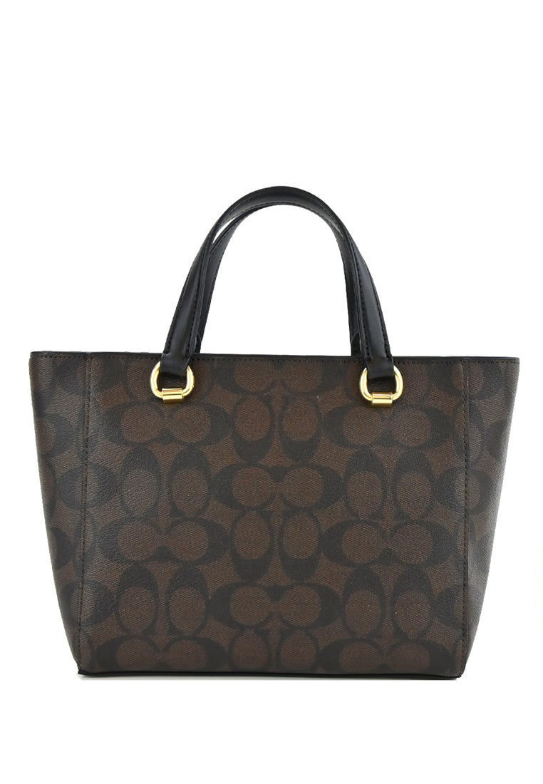 Coach Alice Satchel In Signature Canvas - Dark Brown