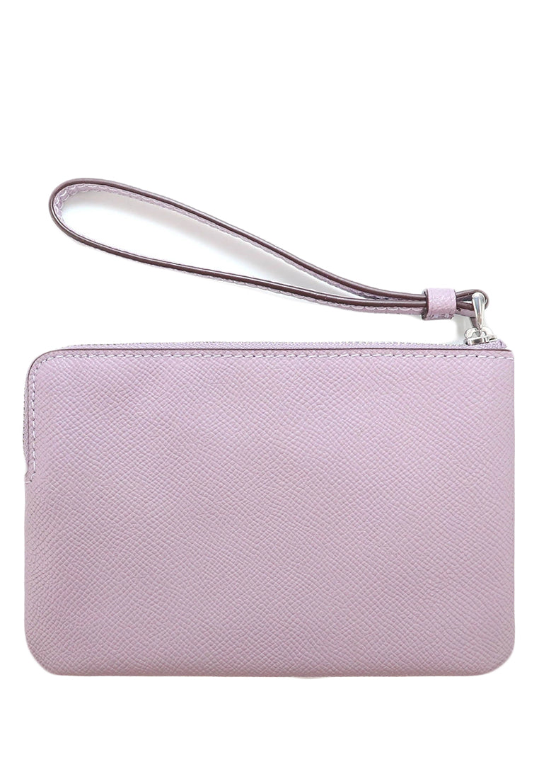 Coach Corner Zip Wristlet In Crossgrain Leather - Light Purple