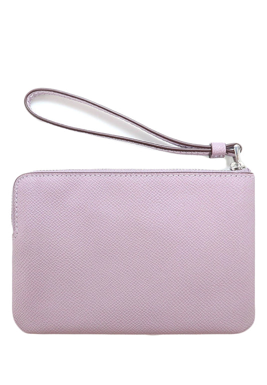 Coach Corner Zip Wristlet In Crossgrain Leather - Light Purple