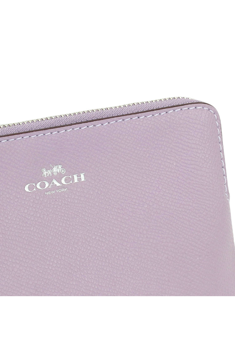 Coach Corner Zip Wristlet In Crossgrain Leather - Light Purple