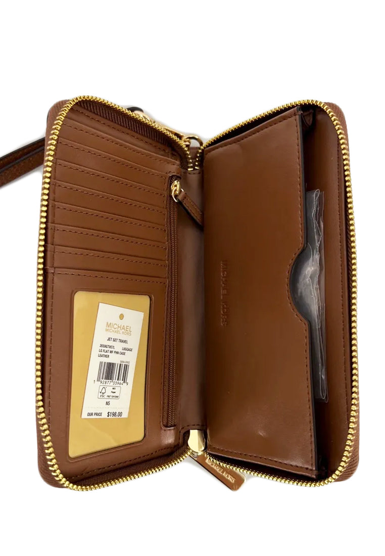 Michael Kors Jet Set Travel Large Flat Multifunction Phone Case Wallet - Brown