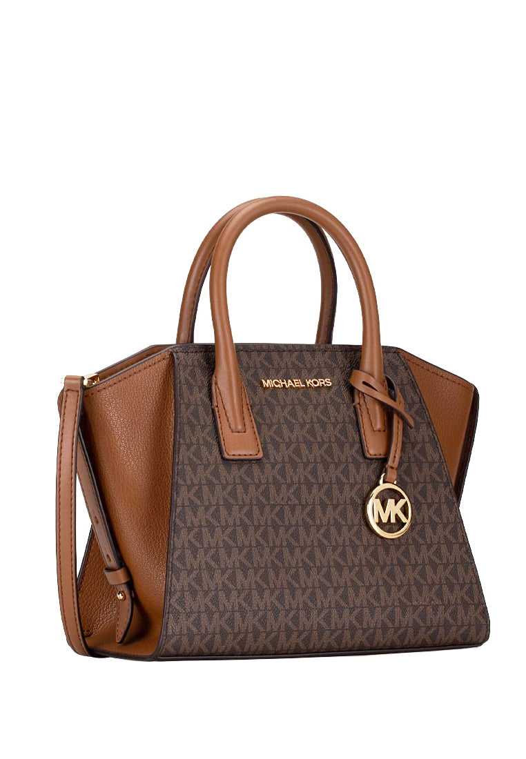 Michael Kors Avril Small Leather Top-Zip Satchel - Brown