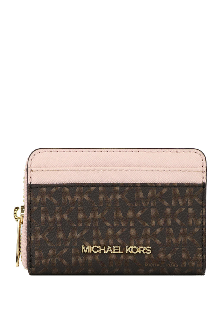 Michael Kors Jet Set Travel Signature Medium Zip Around Card Case - Powder Blush