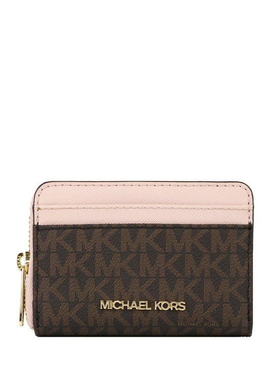 Michael Kors Jet Set Travel Signature Medium Zip Around Card Case - Powder Blush