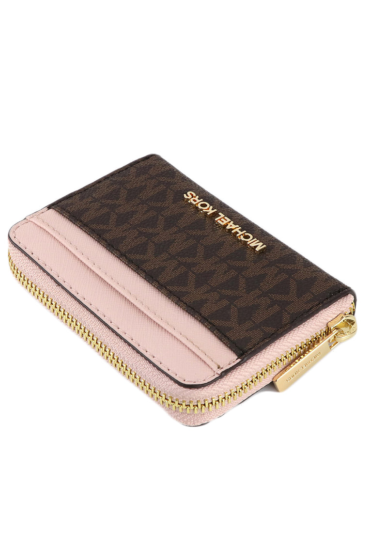 Michael Kors Jet Set Travel Signature Medium Zip Around Card Case - Powder Blush