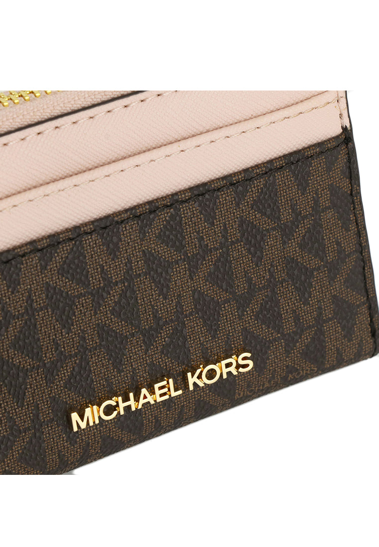 Michael Kors Jet Set Travel Signature Medium Zip Around Card Case - Powder Blush