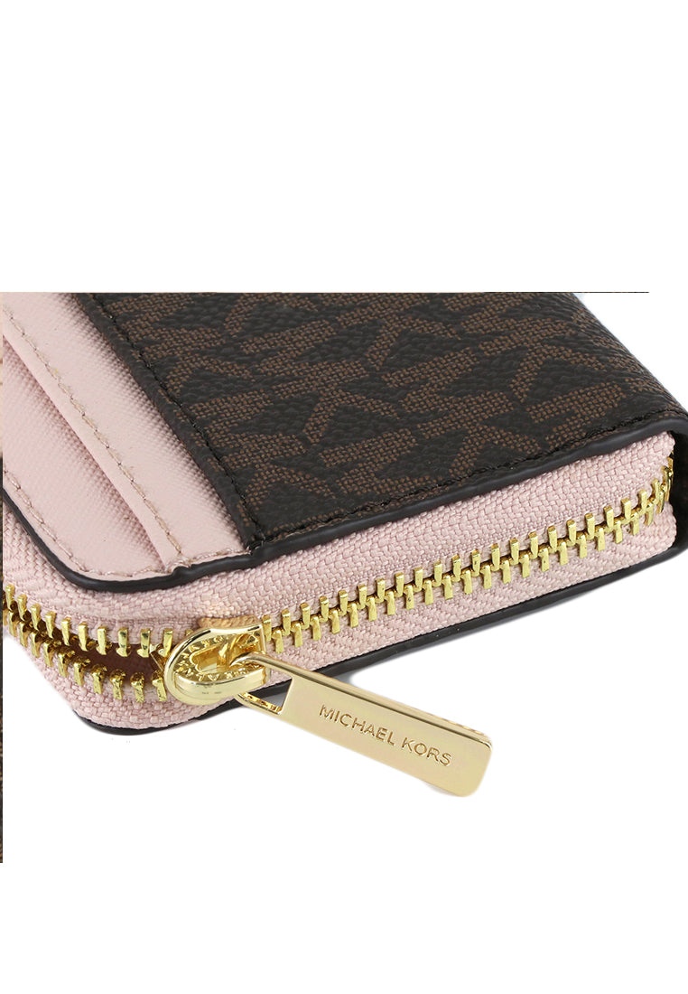 Michael Kors Jet Set Travel Signature Medium Zip Around Card Case - Powder Blush