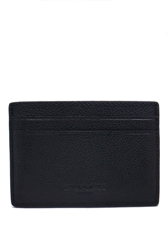 Coach Mens Money Clip Card Case - Black