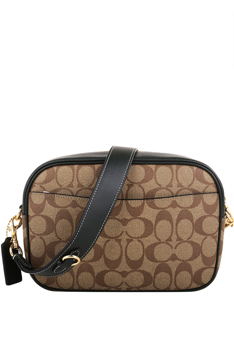 Coach Jamie Camera Bag In Signature Canvas With Varsity Motif - Brown/Amazon Green