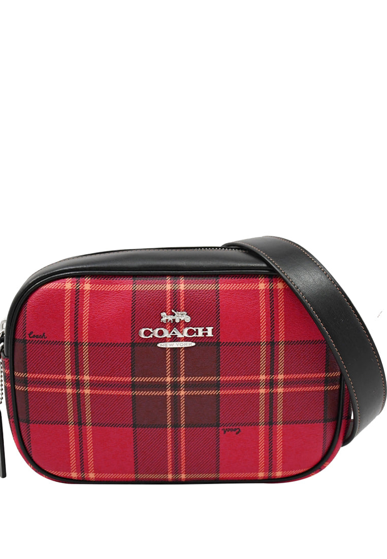 Coach Jamie Camera Bag With Tartan Plaid Print - Red/Multi