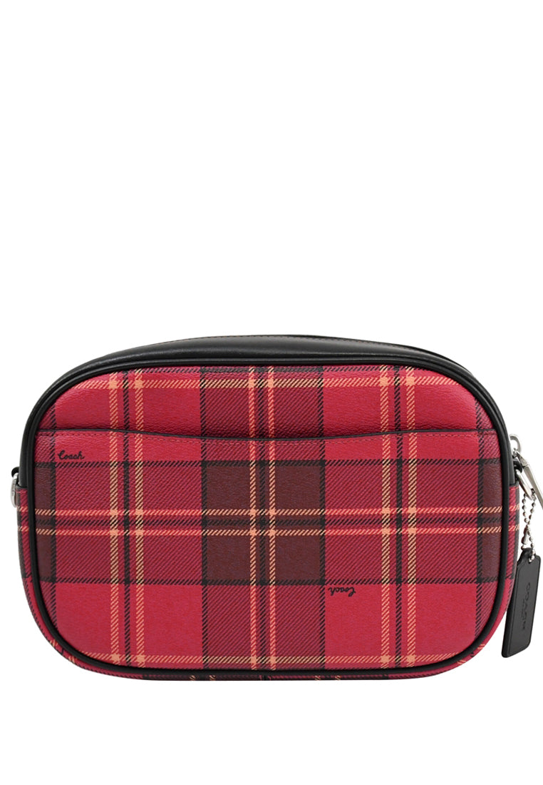 Coach Jamie Camera Bag With Tartan Plaid Print - Red/Multi