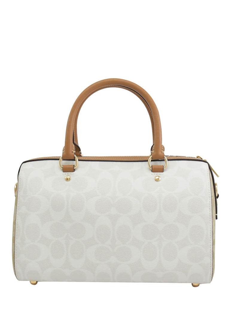 Coach Rowan Satchel In Blocked Signature Canvas - White/Brown