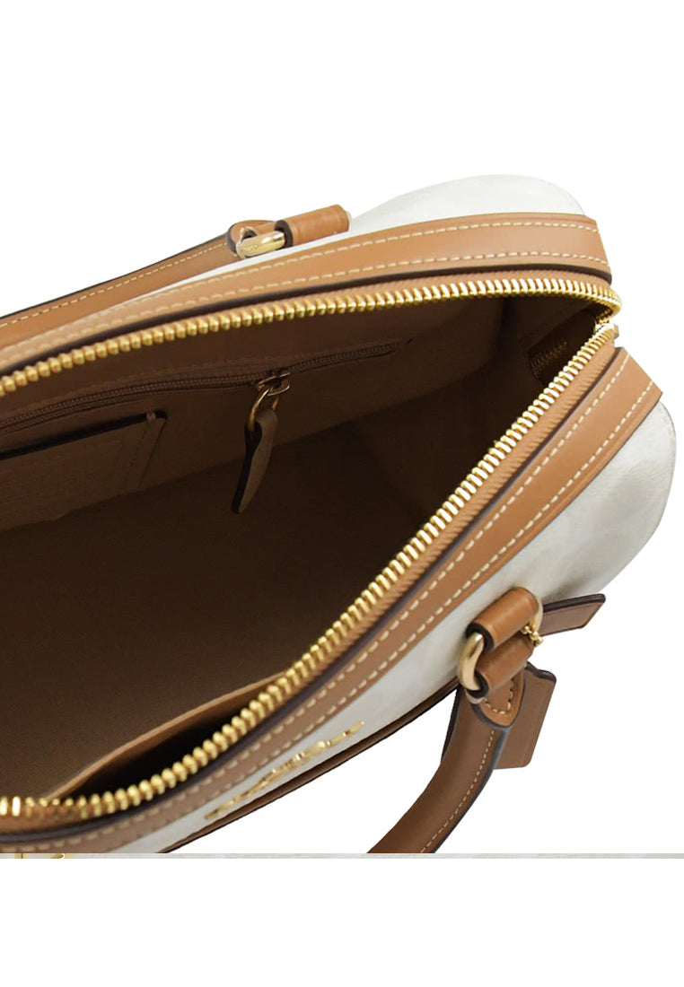 Coach Rowan Satchel In Blocked Signature Canvas - White/Brown