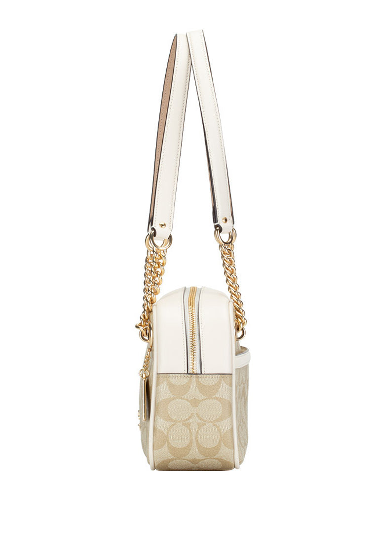 Coach Cammie Chain Shoulder Bag In Signature Canvas Gold/Light Khaki Chalk